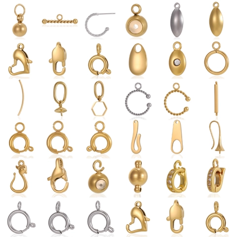 Stainless Steel Jewelry Findings DIY Accessories Lobster Clasp Toggle Clasp Extension Chain For Necklace Bracelet Making Gold Silver