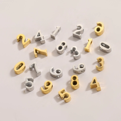Minimalist Stainless Steel Number 0-9 Pendants For DIY Jewelry Making Small Personalized Gold Silver Digital Beads Charms Accessories
