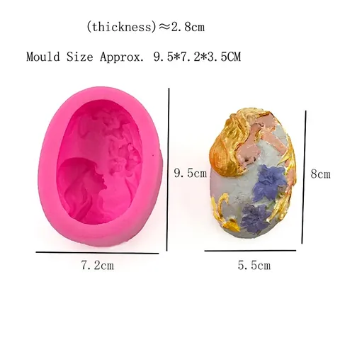 Dream Girl Flower Relief Silicone Mold For Handmade Soap Candle Gypsum DIY Crafting Tool Pink Oval Baking Fondant Mold
