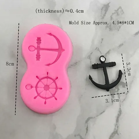 Nautisch Piratenschip Anker En Stuurwiel Siliconen Vorm DIY Fondant Chocolade Taartvorm Voor Bakken Knutselen Hanger Tool