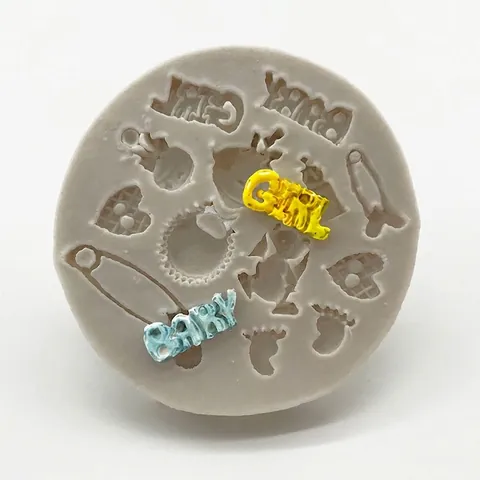 Stampo in Silicone per Fondente Tema Neonato per Decorazione Torte Lettere Baby Girl Cuore Impronta Stampo DIY Artigianato