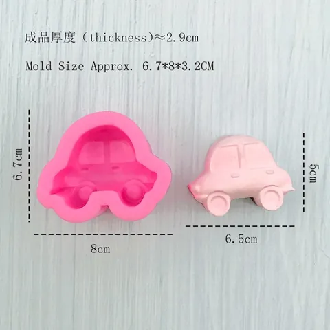 Stampo in Silicone a Forma di Auto Animata per Cioccolato Torta Fondente Gelato Sapone Gesso Strumento da Forno Rosa