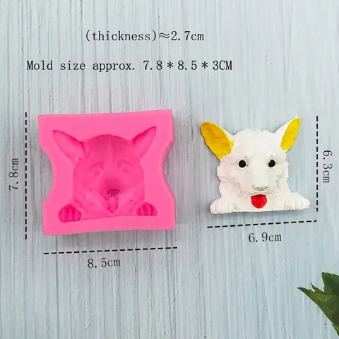 3D Welpe Hundekopf Silikonform Für DIY Schokolade Mousse Kuchen Pudding Seife Gips Corgi Tierform Backen Handwerk Werkzeug