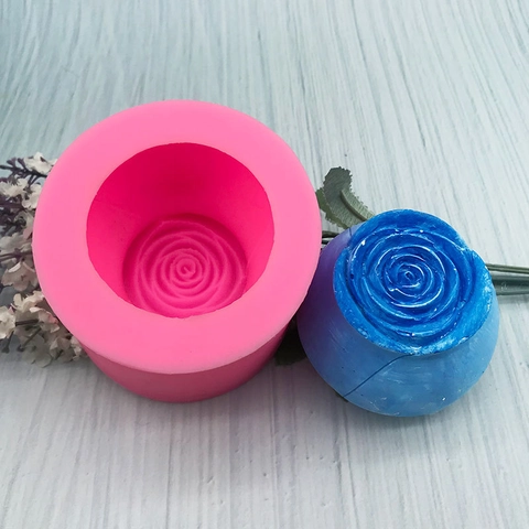 Große Rosenblütenknospen Silikonform Für DIY Handgefertigte Duftkerzen Seife Schokolade Fondant Kuchen Backwerkzeuge Rosa Rund