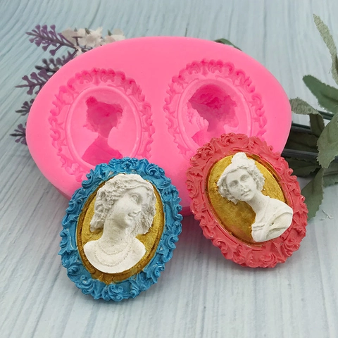 Europäische Damen-Cameo Porträt Silikonform Relief Design Fondant Kuchen Dekoration Werkzeug Für Schokolade Seife Gips Harz Handwerk