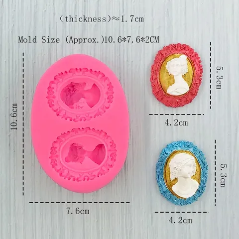 Europäische Damen-Cameo Porträt Silikonform Relief Design Fondant Kuchen Dekoration Werkzeug Für Schokolade Seife Gips Harz Handwerk