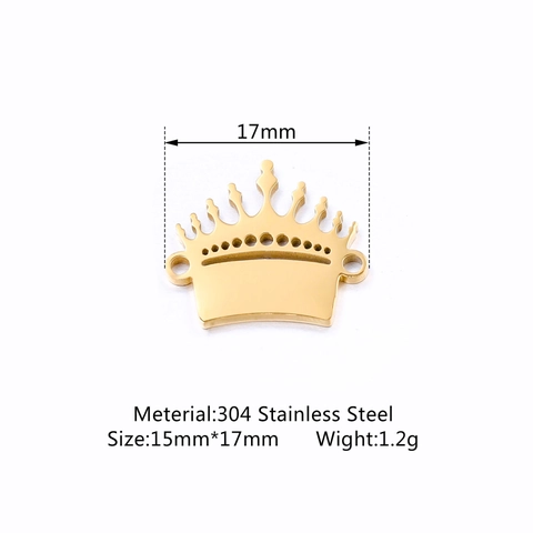 Mirror Polished 304 Stainless Steel Crown Pendant For DIY Jewelry Making Vintage Palace Style Crown Connector Women Charm