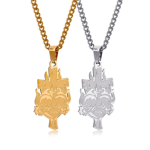 Collana con Pendente Croce del Sacro Cuore in Acciaio Inossidabile 304 Gioielli Religiosi Gotici Vintage per Uomo Donna Oro Argento