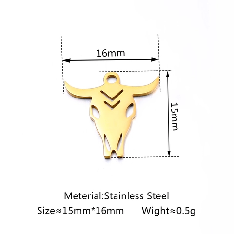 Pendentif Tête de Taureau en Acier Inoxydable 304 Style Tribal Hip Hop Charme Crâne de Boeuf pour Bijoux DIY