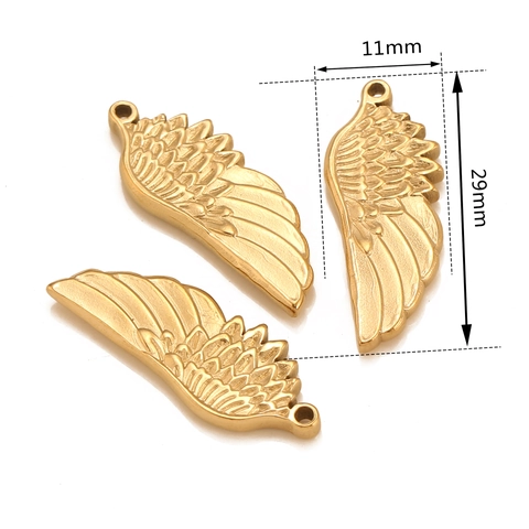 Stainless Steel Angel Wing Pendant Vintage Personalized DIY Jewelry Accessory Wing Shaped Gold Silver Charms For Necklace Making