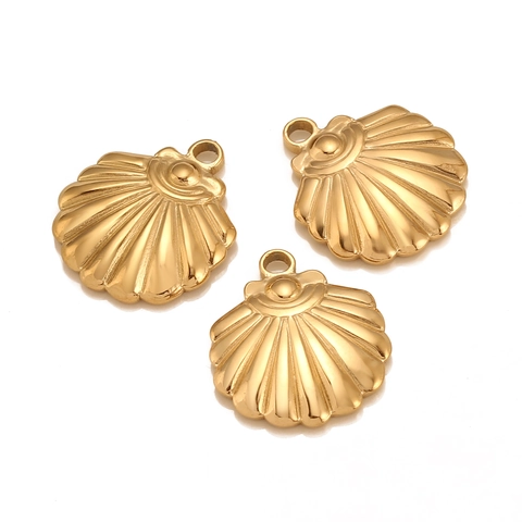 Stainless Steel Shell Pendant For DIY Jewelry Making Scallop Shape Necklace Bracelet Accessories Gold Silver Charm