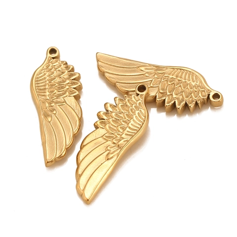 Stainless Steel Angel Wing Pendant Vintage Personalized DIY Jewelry Accessory Wing Shaped Gold Silver Charms For Necklace Making