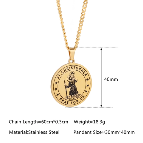 Vintage Roestvrij Staal St Christopher Medaillon Hanger Halsketting Religieuze Bescherming Amulet Voor Mannen Vrouwen