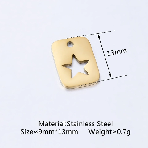 Mirror Polished Stainless Steel Hollow Star Rectangular Pendant For DIY Jewelry Making Necklace Bracelet Accessory Women Men