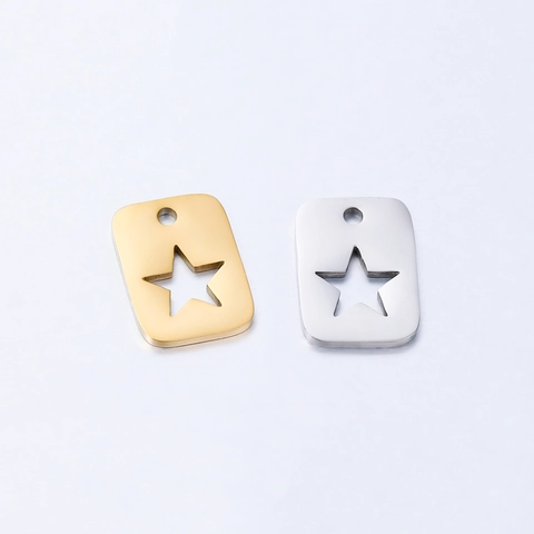 Mirror Polished Stainless Steel Hollow Star Rectangular Pendant For DIY Jewelry Making Necklace Bracelet Accessory Women Men