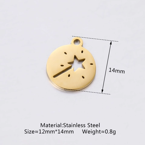 304 Stainless Steel Hollow Magic Wand Star Fairy Stick DIY Jewelry Pendant Mirror Polished Round Charm For Bracelet Necklace