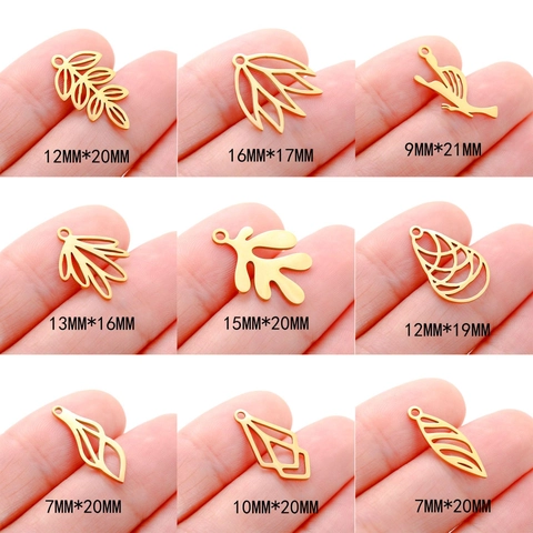Stainless Steel DIY Jewelry Pendants Hollow Leaf Bird Geometric Shapes For Necklace Earrings Making Gold Silver Plated