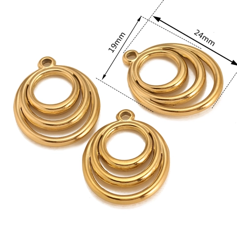 304 Stainless Steel Geometric Concentric Circle Pendant Charm For DIY Jewelry Making Necklaces Earrings Accessories