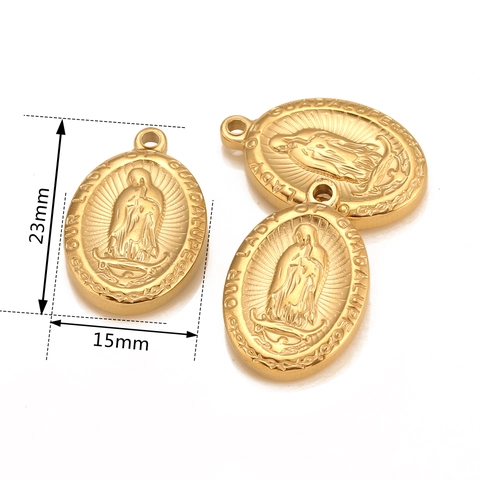 Metall Unserer Lieben Frau Von Guadalupe Religiöser Relief Anhänger Für DIY Halskette Schmuck Zubehör Gold Silber Oval Medaille