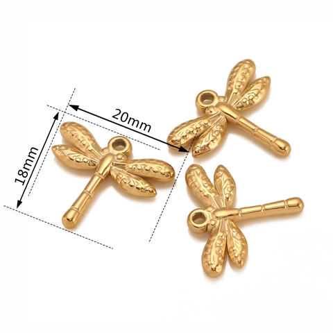 304 Roestvrij Stalen 3D Libel Hanger Vacuüm Plating Goud Zilver Dierlijke Bedel Voor DIY Sieraden Maken Accessoire Voor Vrouwen