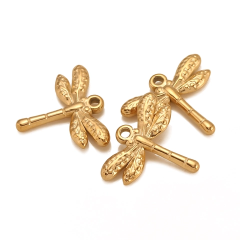 304 Roestvrij Stalen 3D Libel Hanger Vacuüm Plating Goud Zilver Dierlijke Bedel Voor DIY Sieraden Maken Accessoire Voor Vrouwen