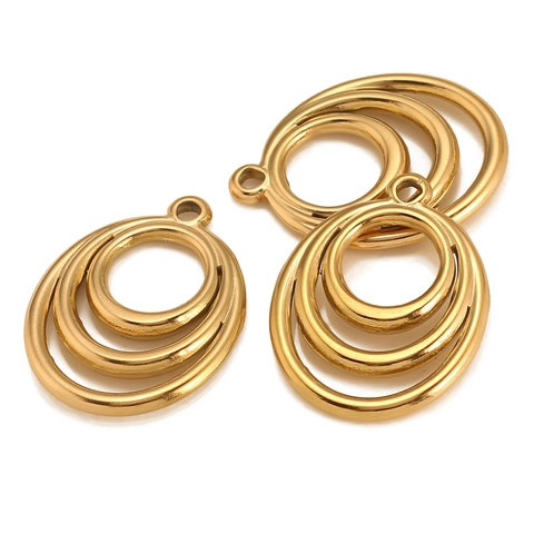 304 Stainless Steel Geometric Concentric Circle Pendant Charm For DIY Jewelry Making Necklaces Earrings Accessories