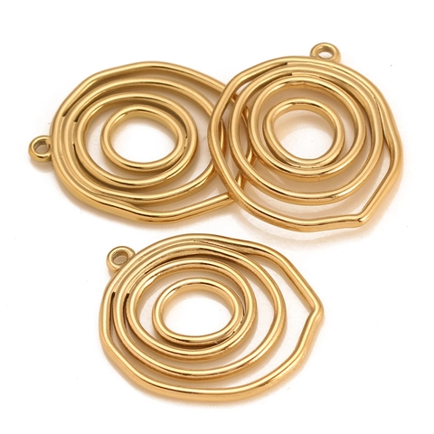 304 Stainless Steel Round Hollow Concentric Circle Pendant DIY Gold Silver Plated Jewelry Making Accessory For Women