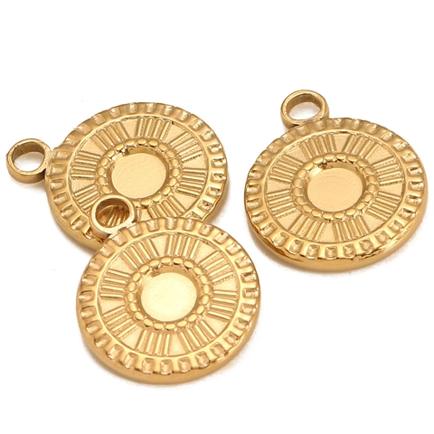 Vintage 304 Stainless Steel Round Sunburst Pendant Roman Numeral Clock Design DIY Jewelry Finding Pendant Only Without Chain