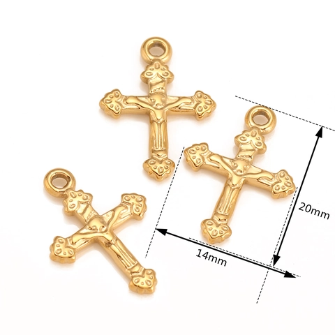 Ciondolo a Croce Crocifisso in Acciaio Inossidabile 304 Vintage Ciondolo Religioso Gesù Cristo per Creazione Gioielli Oro Argento