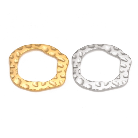 304 Stainless Steel Hammered Wave Irregular Circle Pendant Charm For DIY Jewelry Making Geometric Minimalist Accessories