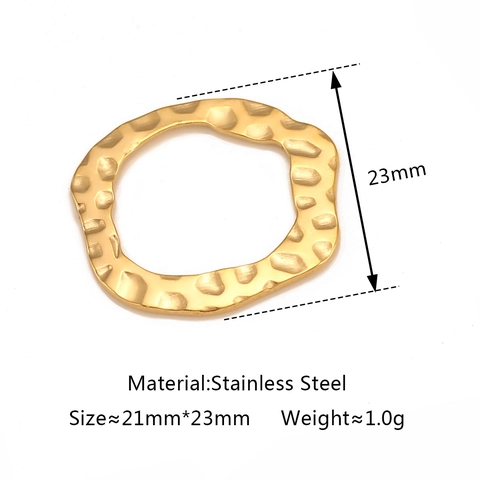 304 Stainless Steel Hammered Wave Irregular Circle Pendant Charm For DIY Jewelry Making Geometric Minimalist Accessories