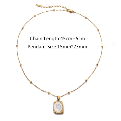 Vintage Roestvrij Staal Geboortebloem Hanger Ketting Voor Vrouwen Vergulde Satelliet Ketting Rechthoekige Sieraden