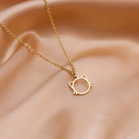 304 Stainless Steel Animal Pendant Necklace For Women Minimalist Hollow Horse Hummingbird Cat Butterfly Clavicle Chain Jewelry