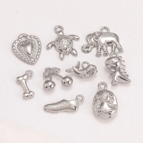 Edelstahl Tier Herz Kirsche Anhänger DIY Schmuck Zubehör Retro Poliert Kleine Charms Für Halskette Armband Herstellung Damen Geschenk