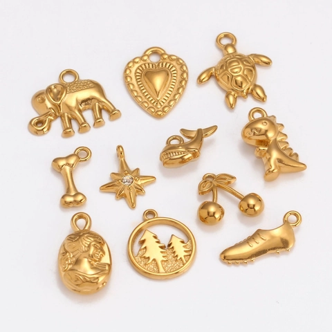 Edelstahl Tier Herz Kirsche Anhänger DIY Schmuck Zubehör Retro Poliert Kleine Charms Für Halskette Armband Herstellung Damen Geschenk