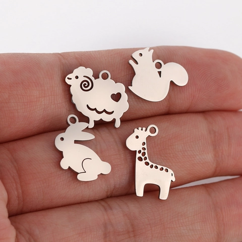 304 Stainless Steel Animal Pendants Squirrel Monkey Giraffe Fox Sheep Owl Panda DIY Jewelry Making Charms Mirror Polish Accessories