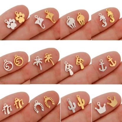Stainless Steel Marine Animal Pendants Tropical DIY Jewelry Findings Sea Horse Jellyfish Palm Tree Charms For Bracelet Necklace