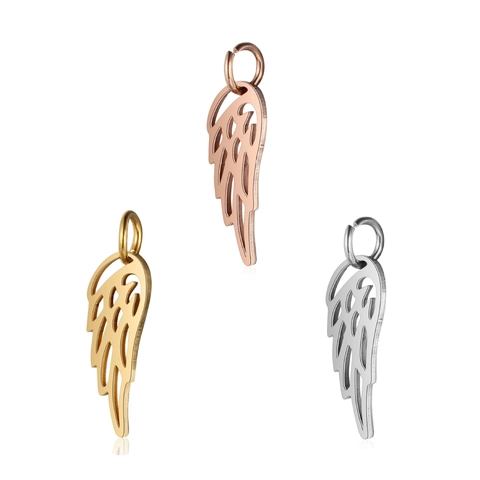 Stainless Steel Angel Wing Pendant Hollow Out Feather Charm For DIY Jewelry Making Necklace Bracelet Women Accessories