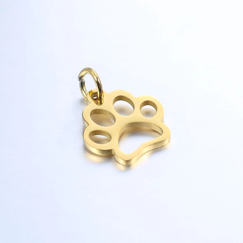 Polished 304 Stainless Steel Hollow Cat Dog Paw Print Pendant Charm DIY Pet Footprint Jewelry Making Accessory For Unisex
