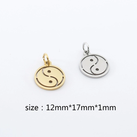 Stainless Steel Yin Yang Tai Chi Hollow Round Pendant For DIY Jewelry Making Accessories Gold Silver Metal Charm For Necklace