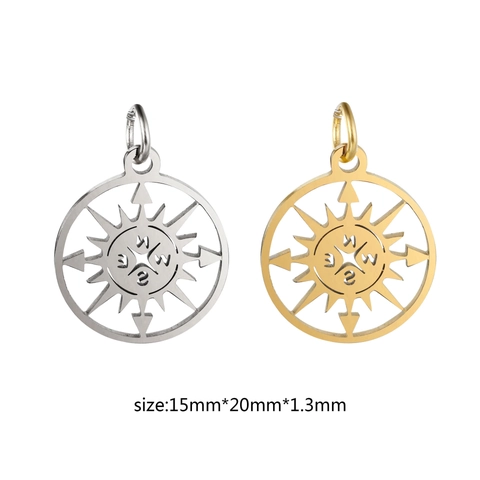 Stainless Steel Hollow Compass Pendants For DIY Jewelry Making Necklace Bracelet Nautical Compass Charms Accessories