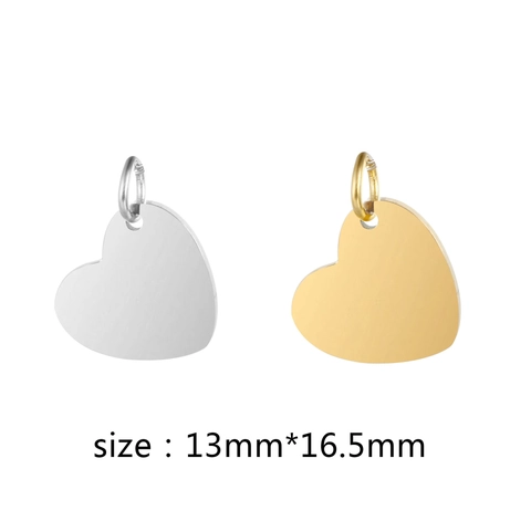 304 Roestvrij Staal Gepolijst Hartvormige Hanger Charm Voor DIY Sieraden Maken Kettingen Accessoires Met Lus Goud Zilver