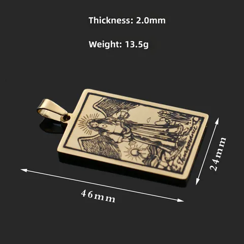 Colgante Retro de Acero Inoxidable con Carta de Tarot para Collar de Hombre Grabado Místico Arcanos Mayores Accesorio DIY