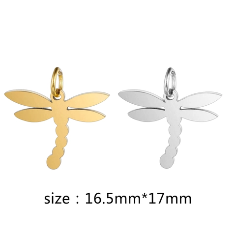 Pendentif Libellule en Acier Inoxydable 304 Poli Miroir Accessoire Charme DIY Forme Animale Surface Miroir pour Création de Bijoux