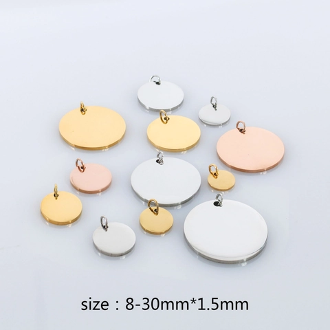 Stainless Steel Round Tag Pendants Polished Blank Circular Plate For Jewelry Making DIY Dog Tags Charms For Necklace