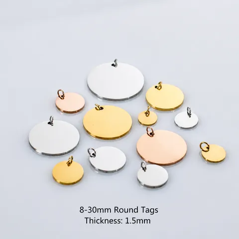 Stainless Steel Round Tag Pendants Polished Blank Circular Plate For Jewelry Making DIY Dog Tags Charms For Necklace