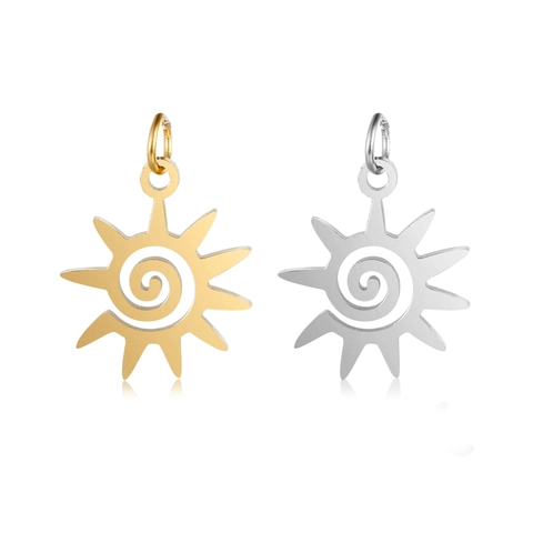 Colgante de Sol de Acero Inoxidable 304 Espiral Geométrico Charm DIY Collar Pulsera Accesorios para Creación de Joyas Galvanizado Pulido de Espejo