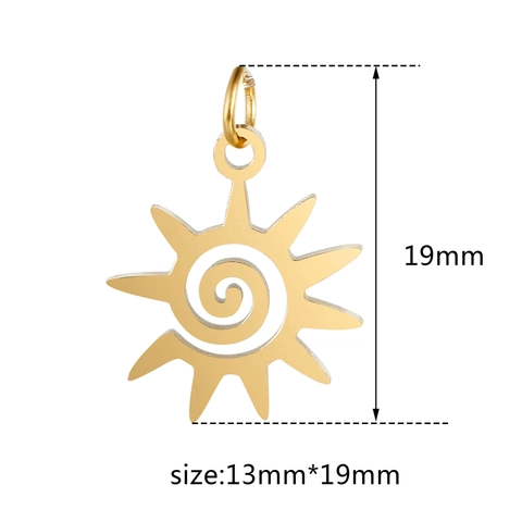 Colgante de Sol de Acero Inoxidable 304 Espiral Geométrico Charm DIY Collar Pulsera Accesorios para Creación de Joyas Galvanizado Pulido de Espejo