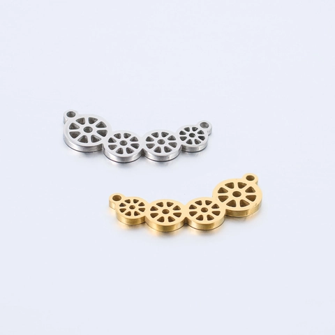 Stainless Steel Lotus Root Gear Hollow Pendant Mirror Polished Geometric Connector For DIY Jewelry Necklace Bracelet Making