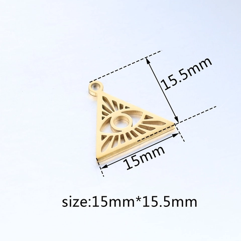 Edelstahl Dreieck Hohl Böser Blick Anhänger DIY Schmuckherstellung Zubehör Gold Silber Galvanisiert Auge Der Vorsehung Charme